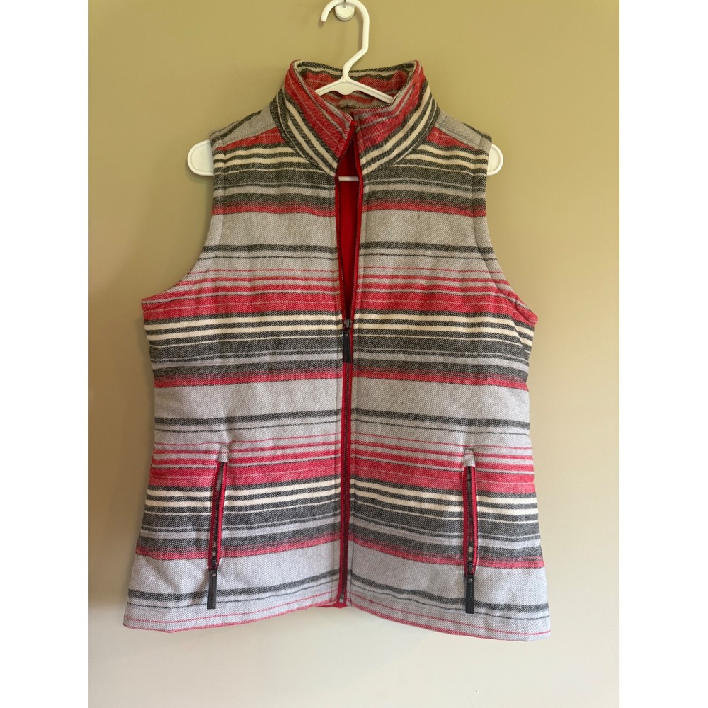 Cruel Denim Mens Striped Full Zip Vest Red Grey Black CWV7091003 MUL Size L NWT